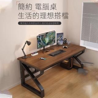【賽衫傢俱】實木電腦桌 電競桌 學習桌 雙人辦公桌(180公分 16mm加厚桌面 三根支撐桿 穿線孔設計 預購15天)