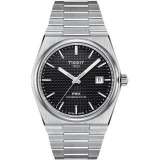 【TISSOT 天梭 官方授權】PRX系列 復古風酒桶型紳士機械錶-40mm 情人節 禮物(T1374071105100)