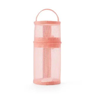 【MUJI 無印良品】尼龍網眼縱橫兩用筆袋/粉紅.約直徑75x高177mm
