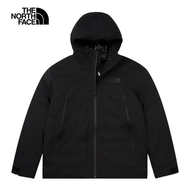 【The North Face】北面男款黑色DryVent防水透氣連帽羽絨外套｜83UMJK3(600蓬鬆度)