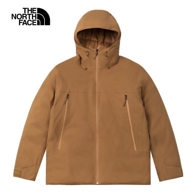 【The North Face】北面男款棕色DryVent防水透氣連帽羽絨外套｜83UM173(600蓬鬆度)