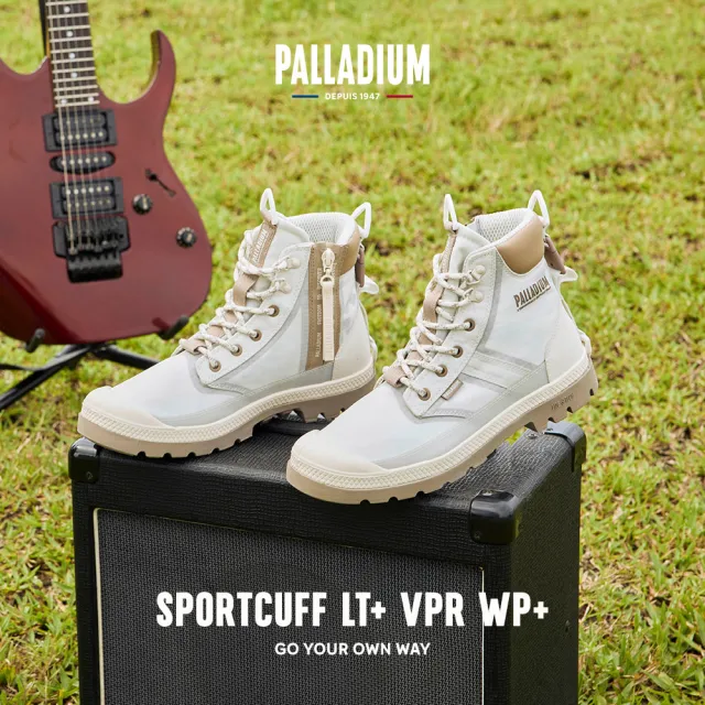 【Palladium】SPORTCUFF LT+ VPR WP+橘標輕量防水靴/防水鞋/休閒鞋-男鞋/女鞋-米色/奶白(74068-091-M)