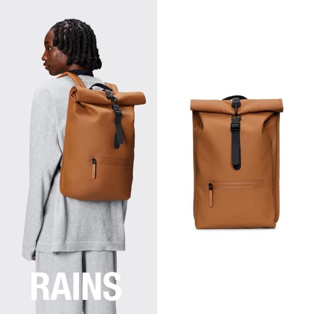 【RAINS官方直營】Rolltop Rucksack 防水捲蓋後背包(Rust 沙礫橘)