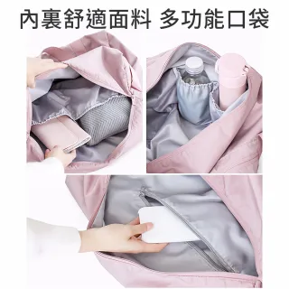【UNIQE】日系質感旅行袋 柔韌面料 舒適加寬背帶 防潑水肩背側背包 36L大容量摺疊 折疊拉桿