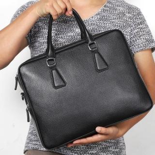 【巴黎精品】現貨+預購 真皮公事包手提包真皮革手拿包側揹包(大容量牛皮防潑水電腦包男包包a1hi22)