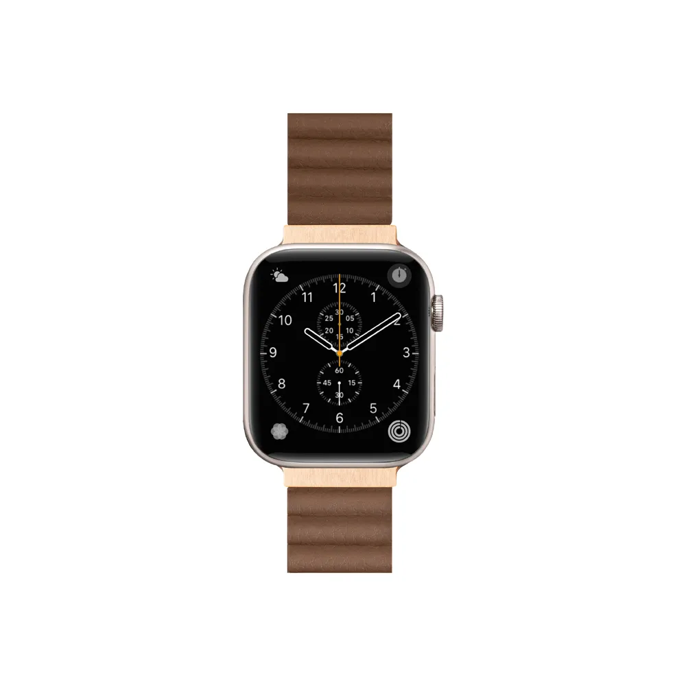 【LAUT 萊德】Apple Watch 42/44/45/46/49mm 磁吸時尚錶帶-咖啡(手錶帶)