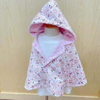 【Lianne baby】花間粉兔手工嬰幼兒80-100公分保暖斗篷嬰兒禮物週歲禮(滿月禮 收涎禮物 週歲禮 彌月禮盒)