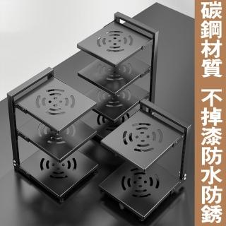 【寶盒百貨】檯面款 四層鍋具置物架 角落收納架 下水槽櫥櫃收納(廚房收納鍋架 分層收納鍋架 高度可調)