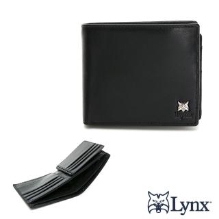 【LYNX】美國山貓進口nappa牛皮軟質感中間翻拉鍊內袋9卡透明窗短夾