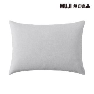 【MUJI 無印良品】柔舒水洗棉枕套/43/灰色 45*88cm 圓柱形