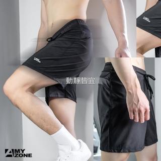【A-MYZONE】男款馬拉松 路跑褲 慢跑褲 運動短褲 路跑短褲 訓練 膝上跑褲(透氣/吸濕排汗/快乾/防潑水)