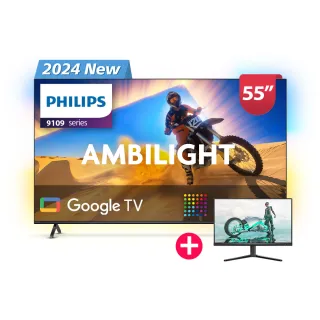 【Philips 飛利浦】55型4K QD Mini LED 144Hz VRR Google TV 智慧顯示器(55PML9109)