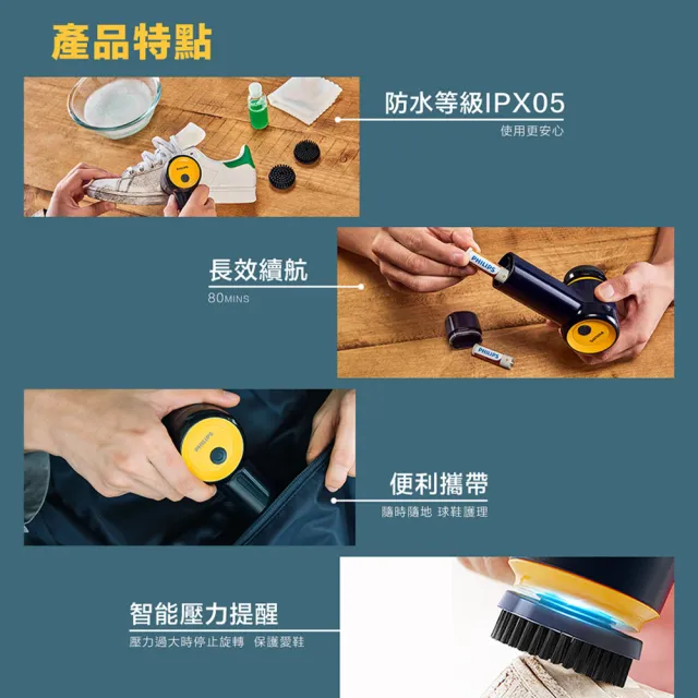 【Philips 飛利浦】小旋風電動洗鞋機(GCA1000)