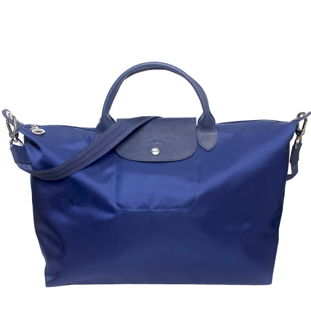 LONGCHAMP Le pliage系列短把手提斜背兩用旅行袋(靛藍)