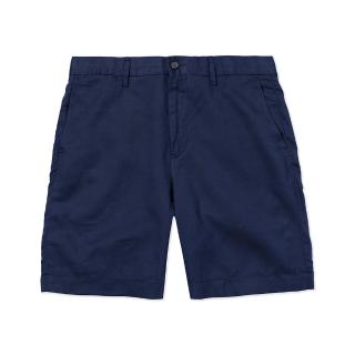 【RALPH LAUREN】RL POLO 經典貼布文字休閒短褲-深藍色(亞麻布料/平輸品/)