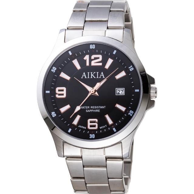 【AIKIA】時髦都會時尚男錶-黑x玫瑰金色刻度42mm(3A2302WBN2)