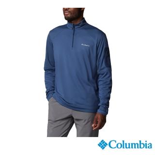 【Columbia 哥倫比亞】男款-防曬快排半開襟長袖上衣-墨藍色(UAO35630IB/IF)