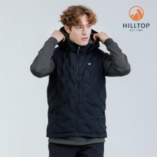 【Hilltop 山頂鳥】無縫超潑水石墨烯保暖蓄熱羽絨外背心 男款 黑｜PF25XMG6ECA0