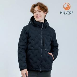 【Hilltop 山頂鳥】超潑水無縫石墨烯保暖蓄熱羽絨短大衣外套 男款 黑｜PF22XM27ECA0