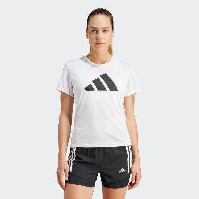 【adidas 愛迪達】短袖上衣 女款 運動 亞規 RUN IT TEE 白黑 IN0111(S2741)