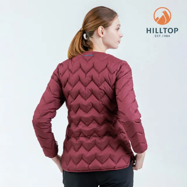 【Hilltop 山頂鳥】超潑水石墨烯保暖蓄熱羽絨短大衣外套 可銜接GORE-TEX外件 女款 栗紅｜PF22XF28ECH0