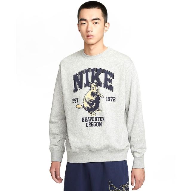 【NIKE 耐吉】長袖上衣 男款 大學T 運動 毛圈布 AS M NSW CLUB CRW FT GCEL 灰 HV1063-063