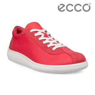 【ecco】SOFT ZERO W 柔酷零點復古保齡球皮革休閒鞋 女鞋(紫紅色 22025358420)