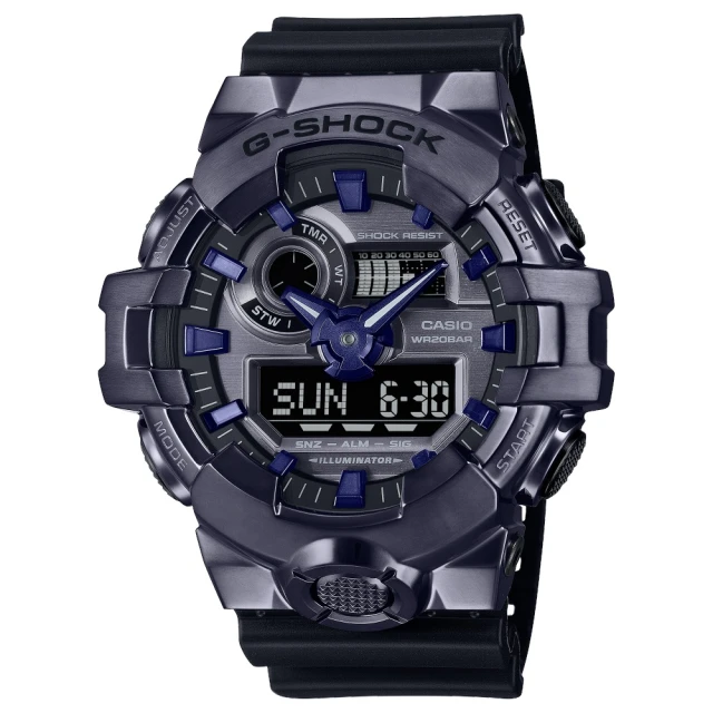 CASIO 卡西歐 G-SHOCK金屬錶圈雙顯錶(GM-700P-6A)