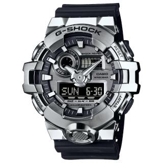 【CASIO 卡西歐】G-SHOCK金屬錶圈雙顯錶(GM-700-1A)