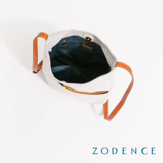【ZODENCE 佐登司】DION德國帆布門襟剪裁斜背包(貴族白)