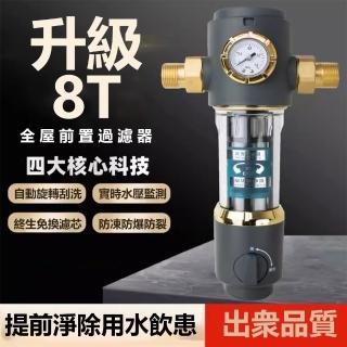 【LEZUN 樂尊】反沖洗自動旋轉前置過濾器雙表淨水器(中央淨水器 淨水過濾器)