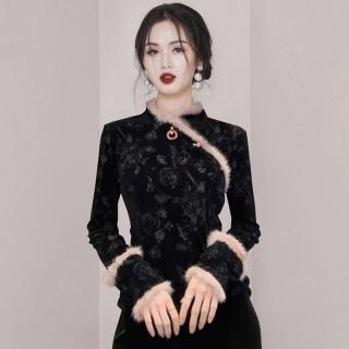 【Very Buy 非常勸敗】預購/新中式國風歐美感小香風改良上衣女裝秋冬刷毛外套