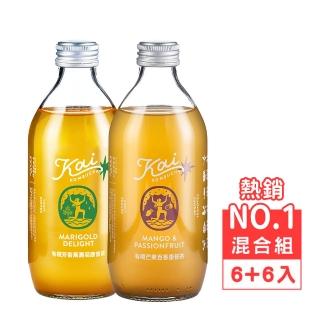 【Kai】有機芒果百香康普茶+芳香萬壽菊康普茶330ml 12入/箱(氣泡飲 益生菌 康普茶 保健茶)