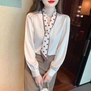 【Very Buy 非常勸敗】預購/韓版百搭印花蝴蝶結長袖職業襯衫女女裝秋季正式場合上衣