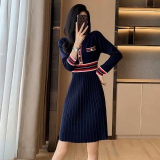【Very Buy 非常勸敗】預購/通勤感小香風亮絲針織內搭百褶a字裙女裝秋季時尚毛衣裙