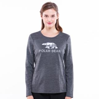 【POLAR BEAR 北極熊】女吸濕排汗圓領長袖T恤-灰麻(23T28)