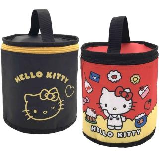 【SANRIO 三麗鷗】Hello Kitty圓筒保溫便當袋超值2件組(紅黑各1)