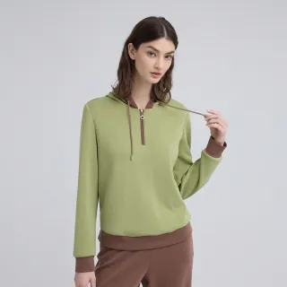 【ILEY 伊蕾】莫代爾休閒連帽造型上衣(綠；M-XL；1244361204)