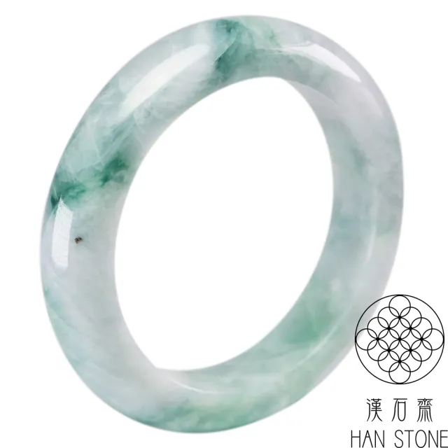 【漢石齋】天然翡翠A貨 手鐲玉鐲 飄花種 福 利 品(手圍18.2/版寬15mm)