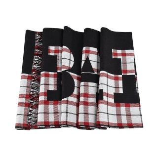 【BALLY】BALLY字母LOGO格紋羊毛圍巾(黑x多色)