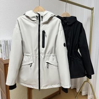 【米蘭精品】現貨+預購 真羽絨90%鵝絨羽絨外套羽絨衣夾克(保暖美式工裝衝鋒衣連帽女外套2色74ia77)