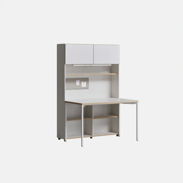 【DESKER】DESK SET 韓國設計監製 1200型 五層書桌組 120*60*174cm（收納型含燈）(辦公桌/專人組裝)