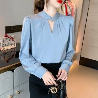 【Very Buy 非常勸敗】預購/OL職業幹練韓版百搭長袖內搭襯衫女裝秋裝法式時尚衫衣