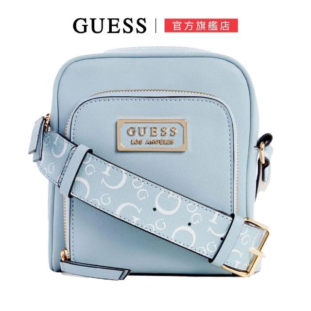 【GUESS】素色滿版印花斜背包(兩色任選)