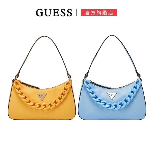 【GUESS】素色LOGO造型鍊條肩背包(兩色任選)