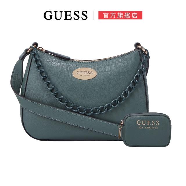 【GUESS】素色造型鍊條皮革肩背包(綠色)