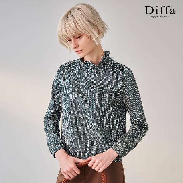 【Diffa】荷葉高領設計針織衫-女