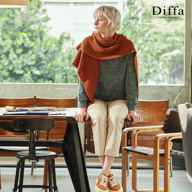 【Diffa】褲口開衩貼袋設計長褲-女