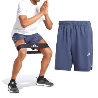 【adidas 愛迪達】GYM+ 3S WV 男款 藍色 運動 休閒 吸濕 排汗 拉鍊 口袋 機能 訓練 短褲 IW5907