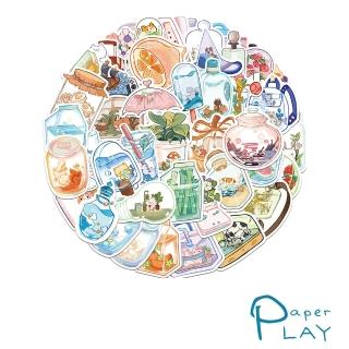 【Paper Play】創意多用途防水貼紙-INS風透明物品主題 50枚入(防水貼紙 行李箱貼紙 手機貼紙 水壺貼紙)